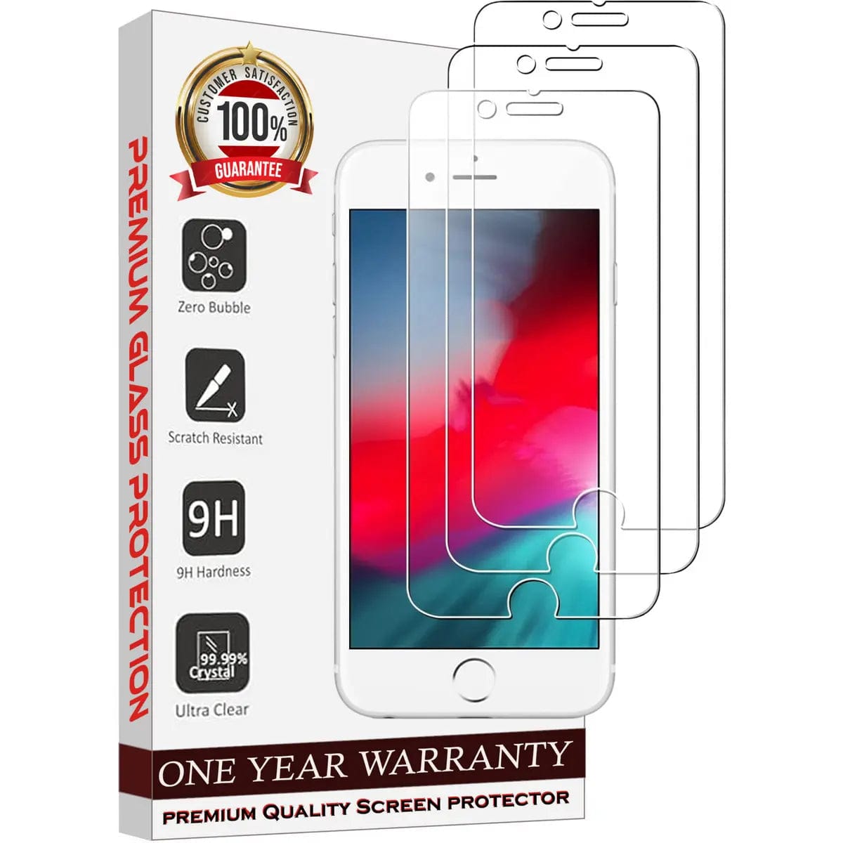 Entronix Clear Screen Protector Compatible with iPhone 8/7/SE (2nd Gen) - 3-Piece Combo - A-1 Thread Vault