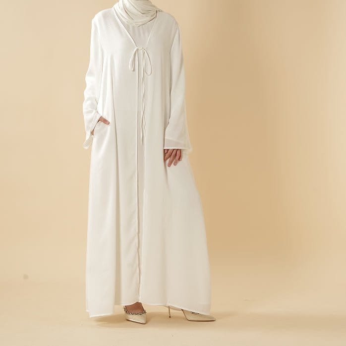 Essential Zoom Open Front Abaya with Tie Closure & Pockets (MOA309) - A-1 Thread Vault