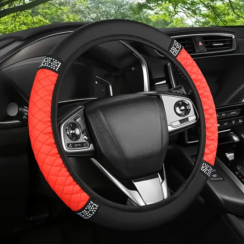 Bling Soft Faux Leather Car Steering Wheel Cover Non-Slip Heat And Cold Protector - A-1 Thread Vault