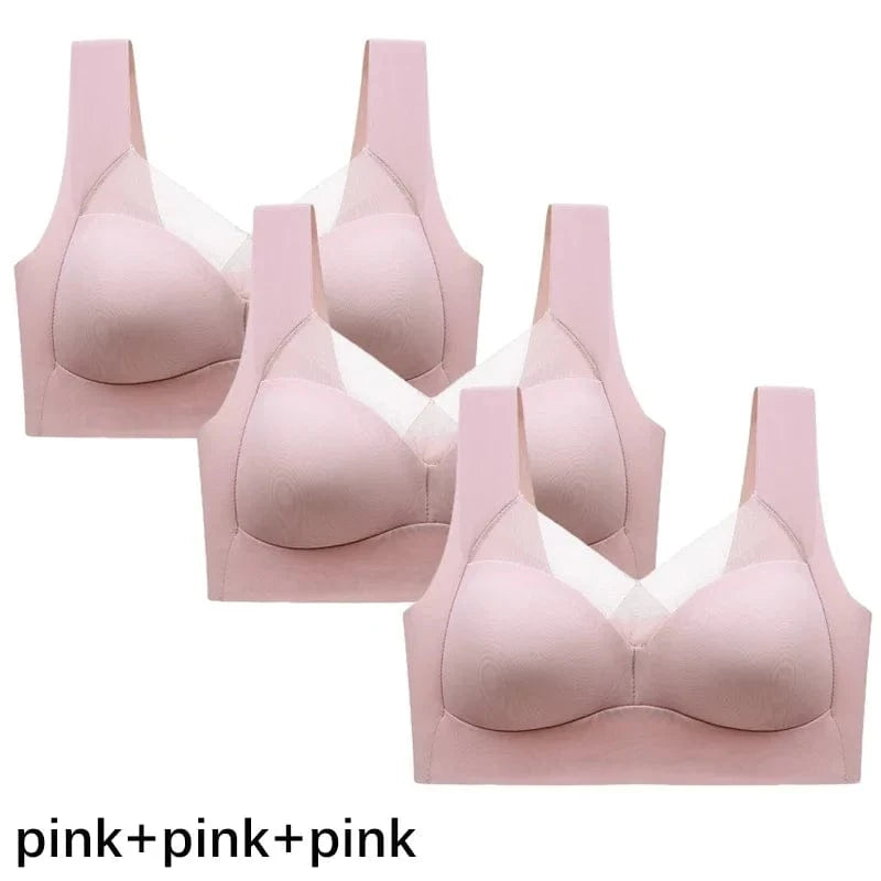 FallSweet 3PCS Plus Size Seamless Sport Bra for Woman Lace Wireless Bralette Shockproof Beautiful Back Bra Comfort Gym Underwear - A-1 Thread Vault