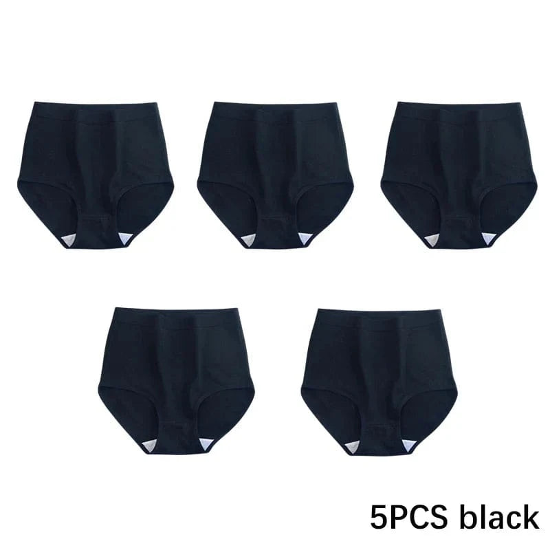 FallSweet 5PCS/set Women’s Cotton Panties Seamless Plus Size Briefs Solid Underwear Soft Breathable Underpants Female Lingerie - A-1 Thread Vault