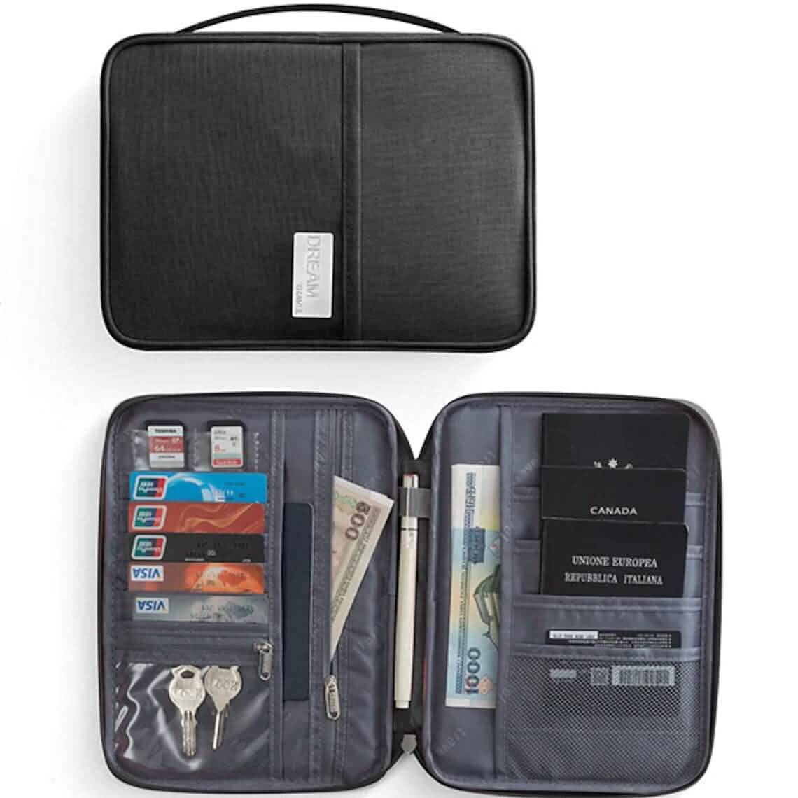Family Travel Document Organizer Capacious Passport Holder Wallet - A-1 Thread Vault