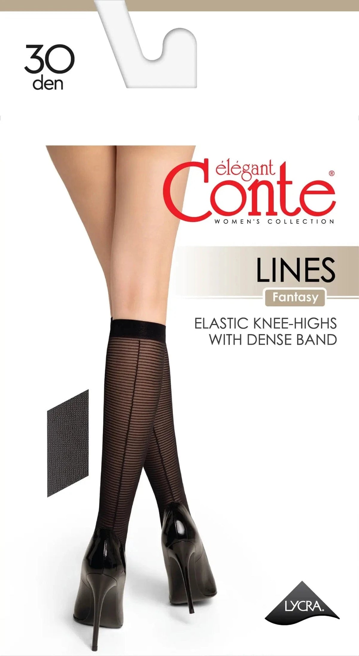 Fantasy Knee Highs Conte Lines - Horizontal Stripes and Seam Effect - A-1 Thread Vault