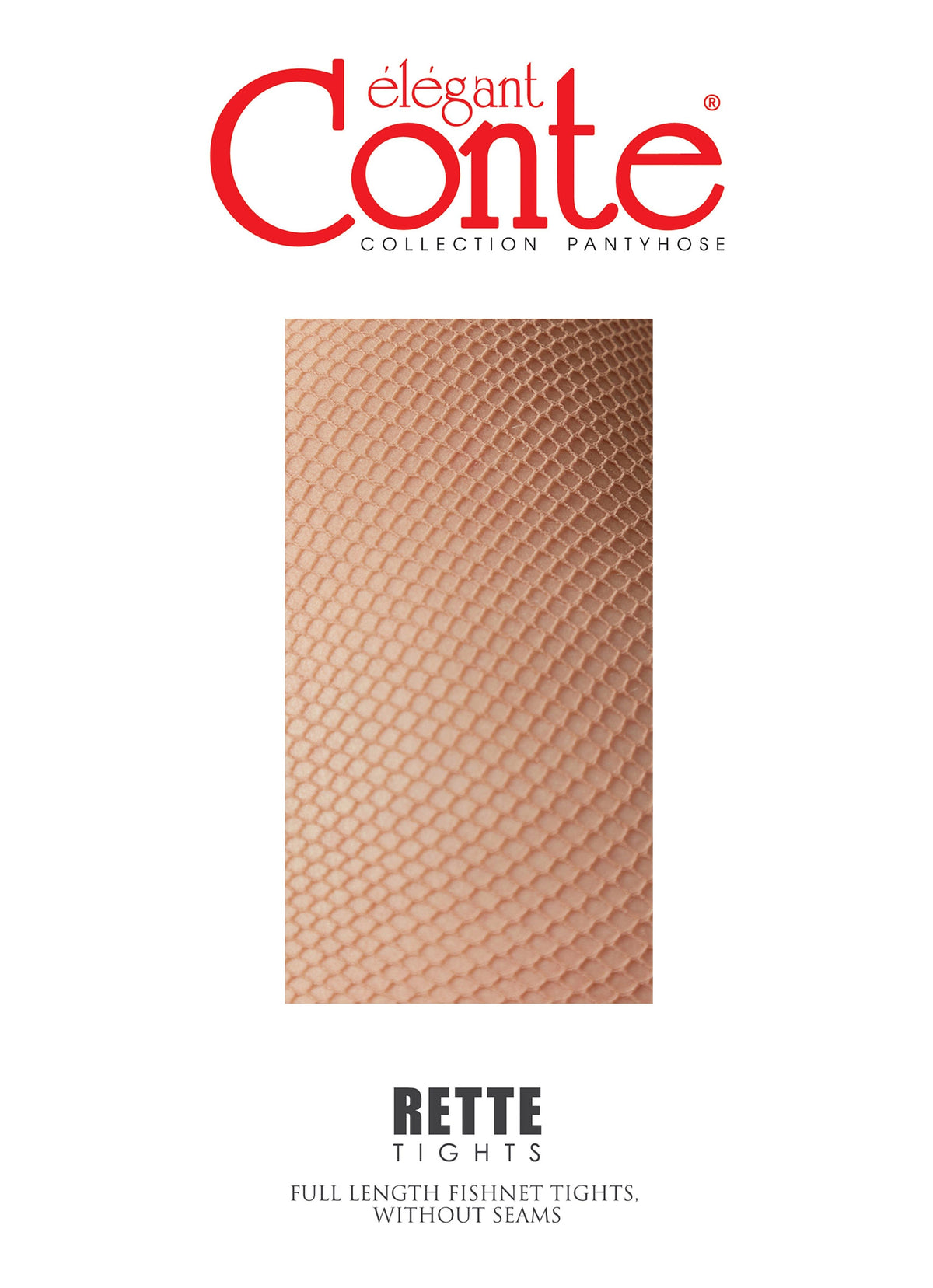 Nude-colored fishnet tights with a fine hexagonal pattern shown in a rectangular cutout on a white background.