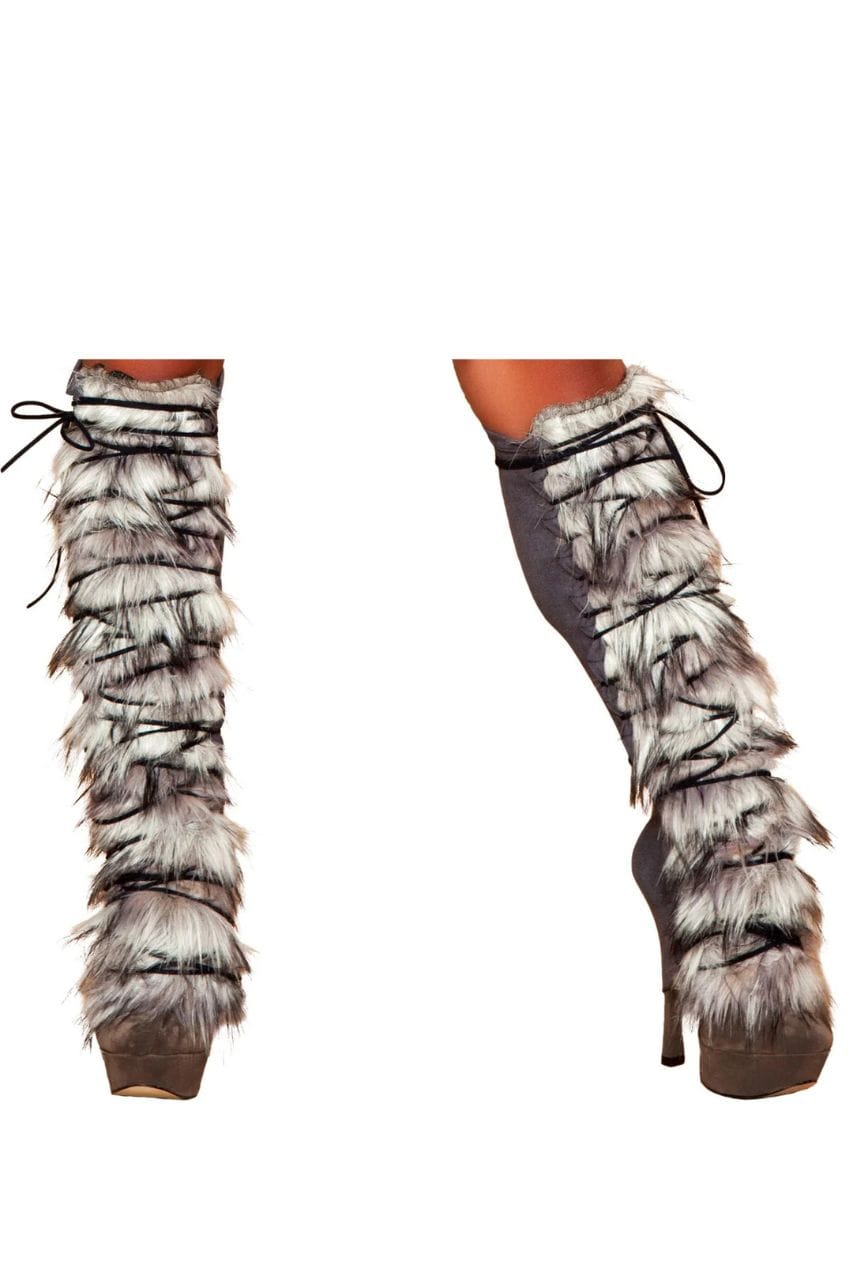 Faux Fur Lace Up Leg Warmer - A-1 Thread Vault