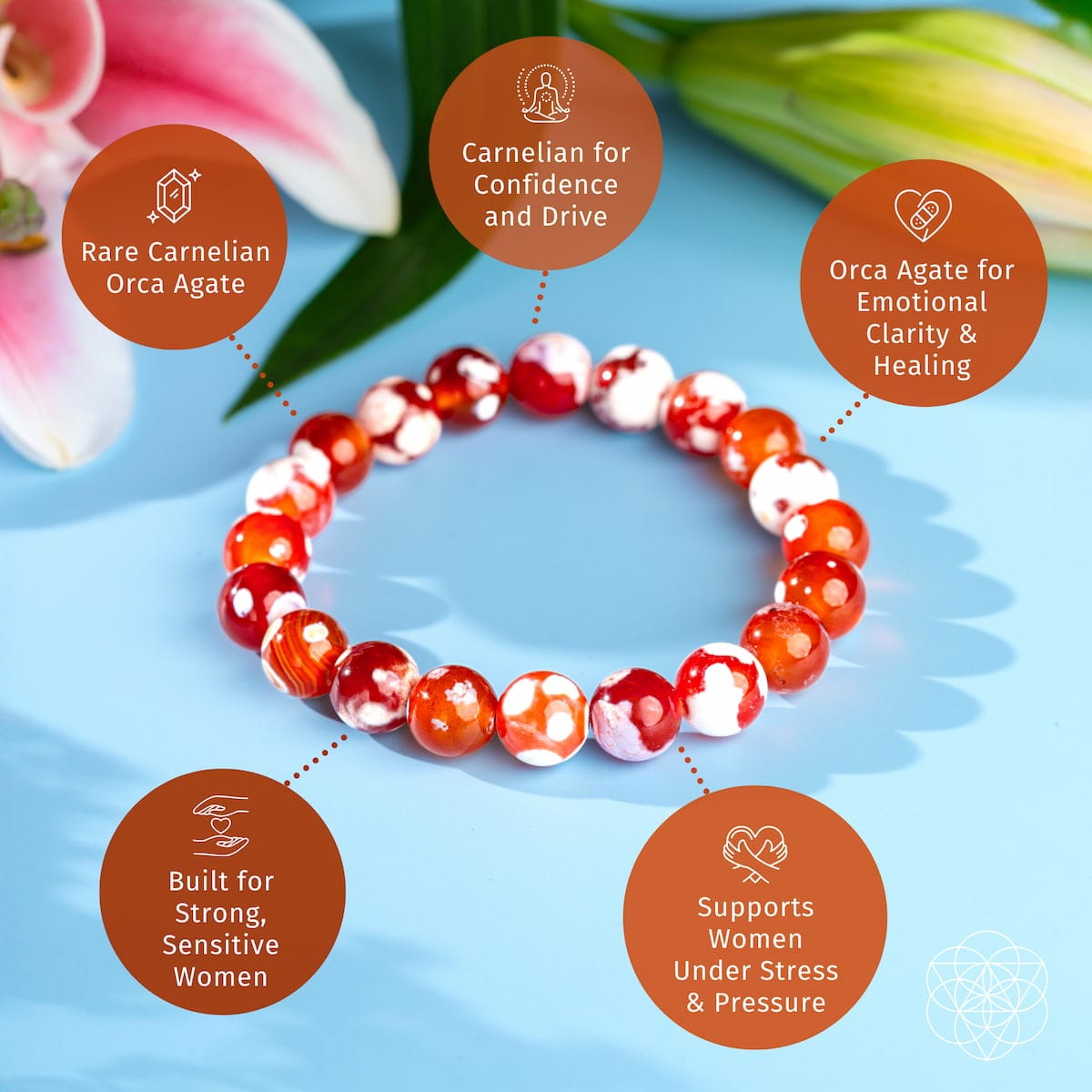 Feminine Force – Carnelian Orca Agate Bracelet - A-1 Thread Vault