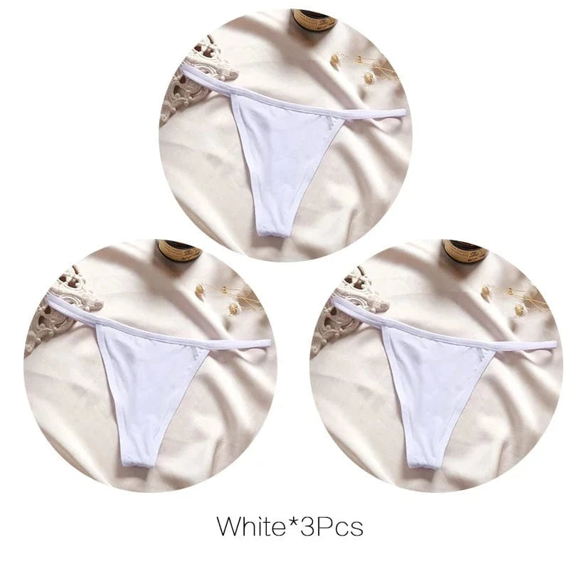 FINETOO 3Pcs/set Sexy Low-rise Thongs Women Bikini Panties T-back Underpants M-XL Female G-String Panty Ladies Thong Lingerie - A-1 Thread Vault