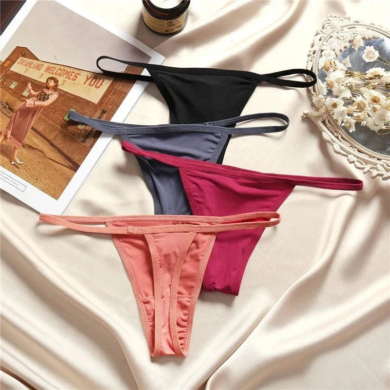 FINETOO 3Pcs/set Sexy Low-rise Thongs Women Bikini Panties T-back Underpants M-XL Female G-String Panty Ladies Thong Lingerie - A-1 Thread Vault