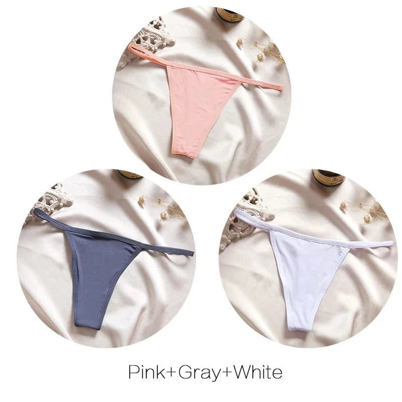 FINETOO 3Pcs/set Sexy Low-rise Thongs Women Bikini Panties T-back Underpants M-XL Female G-String Panty Ladies Thong Lingerie - A-1 Thread Vault