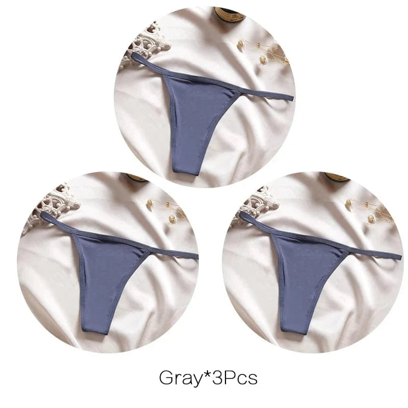 FINETOO 3Pcs/set Sexy Low-rise Thongs Women Bikini Panties T-back Underpants M-XL Female G-String Panty Ladies Thong Lingerie - A-1 Thread Vault