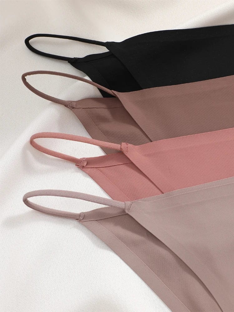 FINETOO 6Pcs Seamless Ice Silk Underwear for Women Sexy Thin Strap Briefs Girls Low Waist Breathable Panties No Trace Lingerie - A-1 Thread Vault