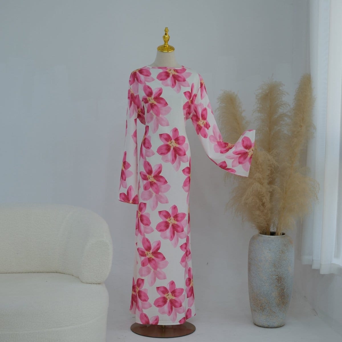 Floral Print Washed Crinkle Maxi Dress(MS437) - A-1 Thread Vault