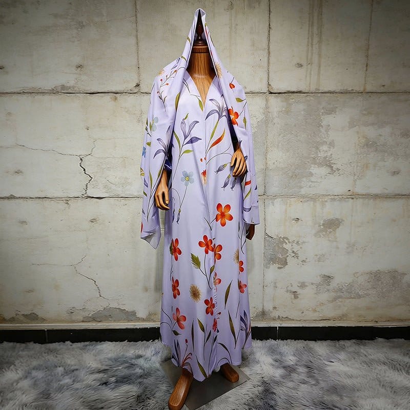 Floral Printed Oversized Abaya with Hijab (MOA297) - A-1 Thread Vault