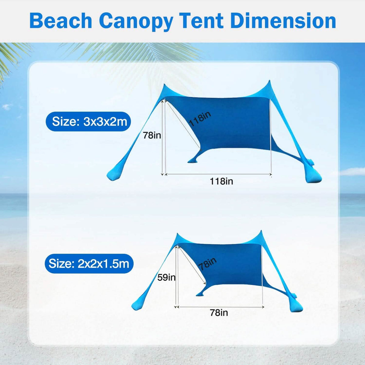 Foldable Beach Canopy Tent Collapsible Shade - A-1 Thread Vault