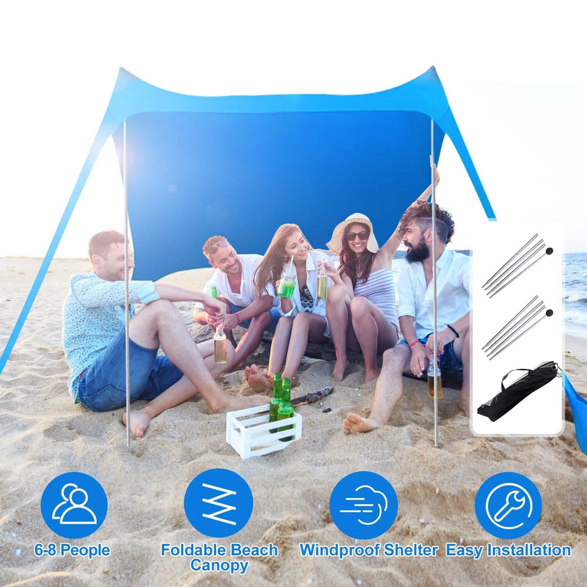 Foldable Beach Canopy Tent Collapsible Shade - A-1 Thread Vault