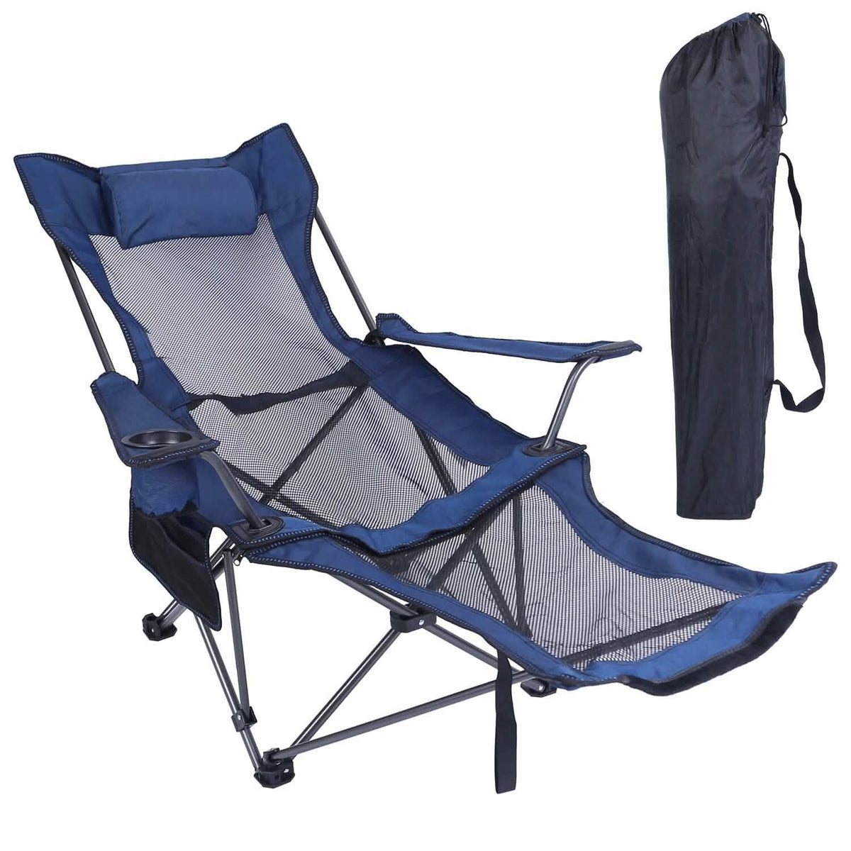 Foldable Camping Chair Heavy Duty Steel Lawn Chair with Reclining Backrest Angle - A-1 Thread Vault