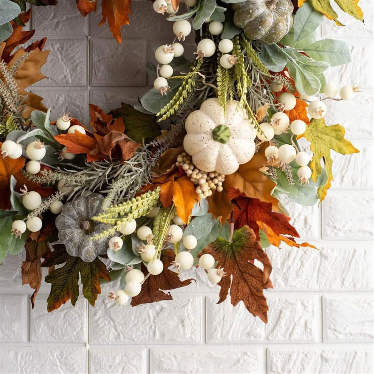 Front Door Autumn Pumpkin Maple Leaves Wreaths - A-1 Thread Vault