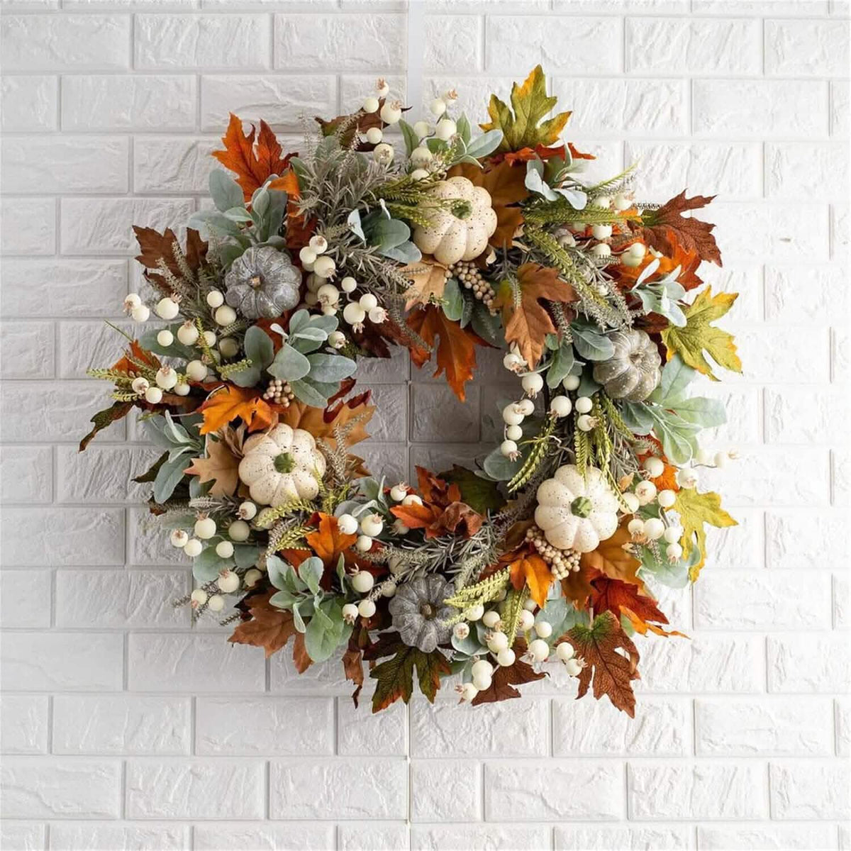 Front Door Autumn Pumpkin Maple Leaves Wreaths - A-1 Thread Vault