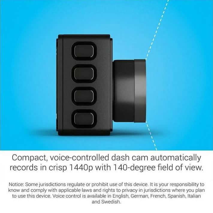 Garmin Dash Cam 57 1440p 140-degree FOV Voice Control Compact and Discreet - A-1 Thread Vault