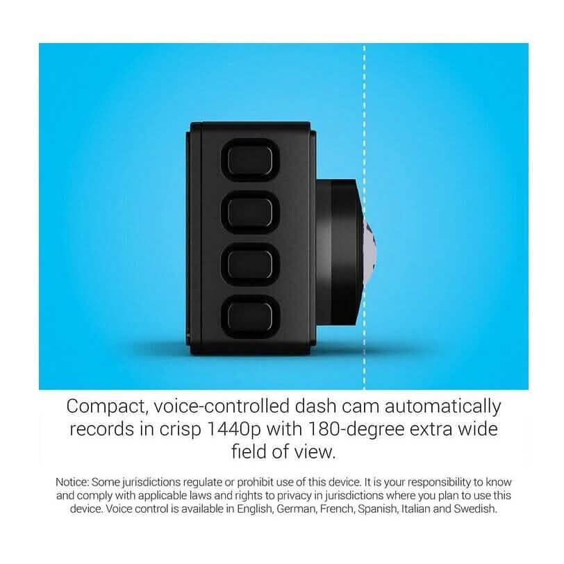 Garmin Dash Cam 67W 1440p 180° FOV Voice Control Compact and Discreet - A-1 Thread Vault
