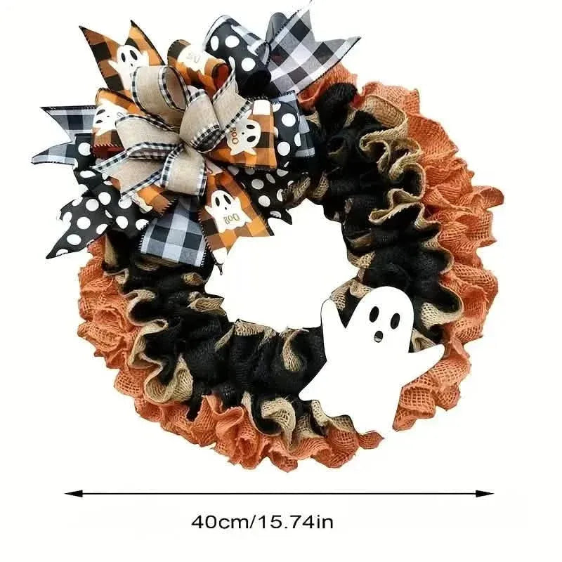 Ghost Halloween Wreath Front Door Décor - A-1 Thread Vault