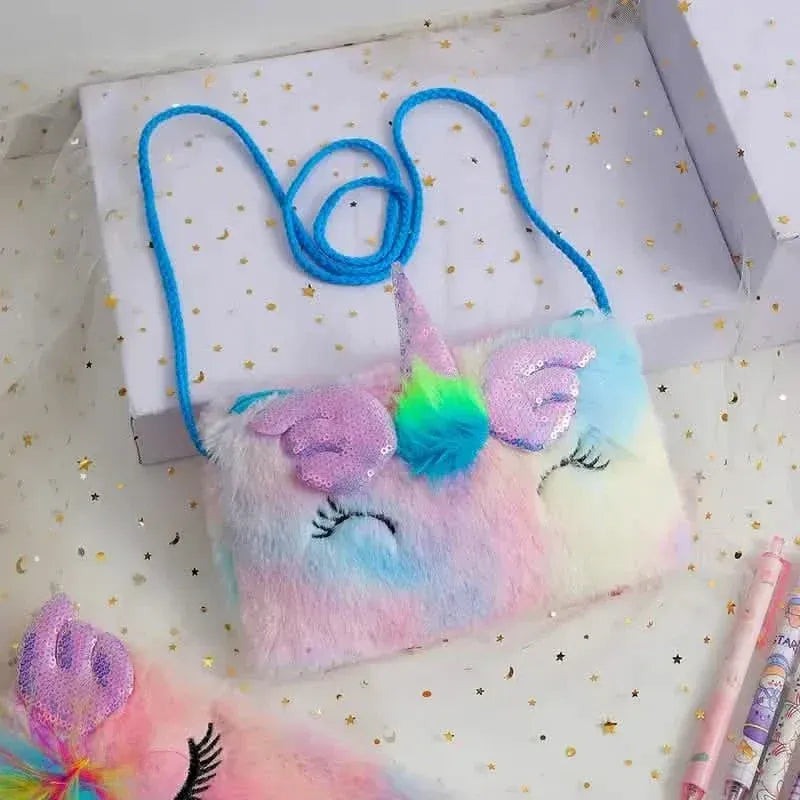 Girls Cute Sequin Plush Unicorn Tie Dye Bag - A-1 Thread Vault
