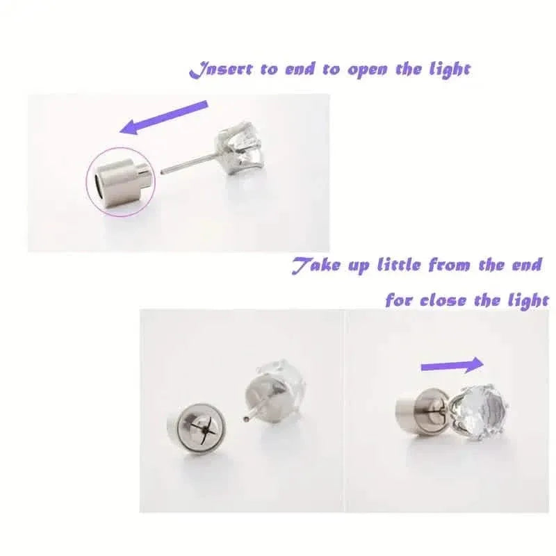 Glowing Rainbow LED Earrings: Color-Changing Ear Drop Pendants with Light-Up Crown Studs - A-1 Thread Vault