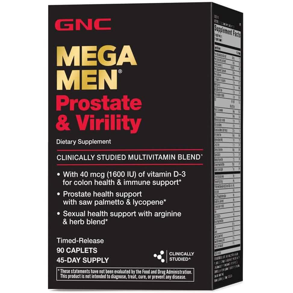 GNC Mega Men Prostate and Virility Supports Optimal Sexual Health and Prostate Health 90 Caplets - A-1 Thread Vault
