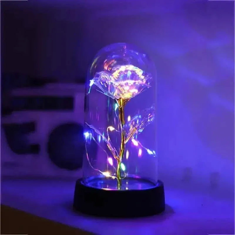 Golden Foil Rose Flower Lamp, Decorative Light Ornament - A-1 Thread Vault