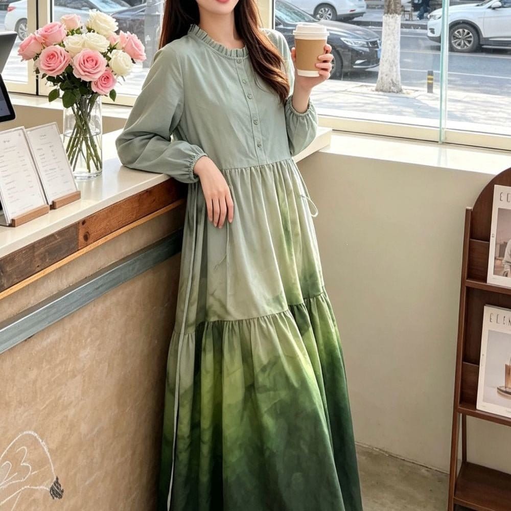 Gradient Tie-Dye Loose Maxi Dress(MS404) - A-1 Thread Vault