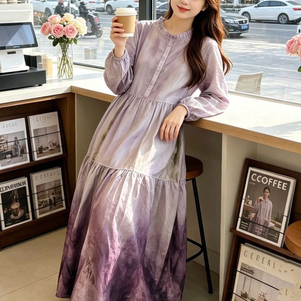 Gradient Tie-Dye Loose Maxi Dress(MS404) - A-1 Thread Vault
