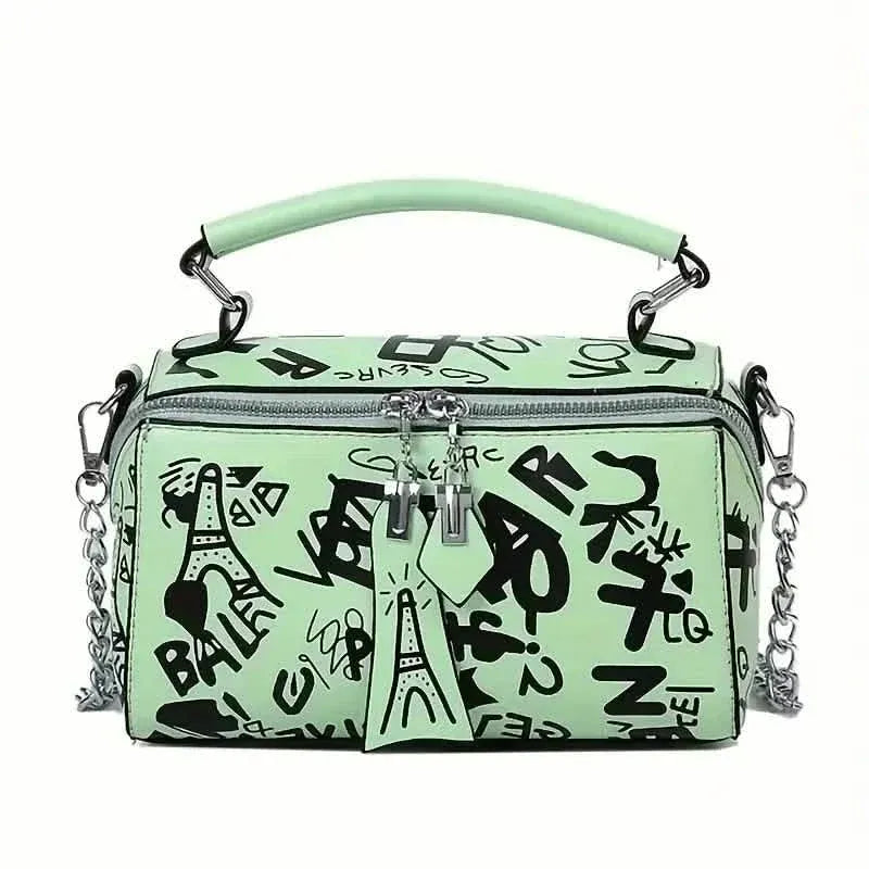 Graffiti Trendy Chain Crossbody Bag for Women - A-1 Thread Vault