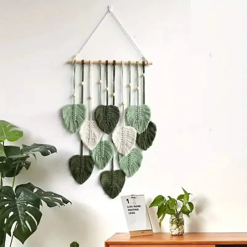 Handwoven Cotton Rope Leaf Tapestry - A-1 Thread Vault