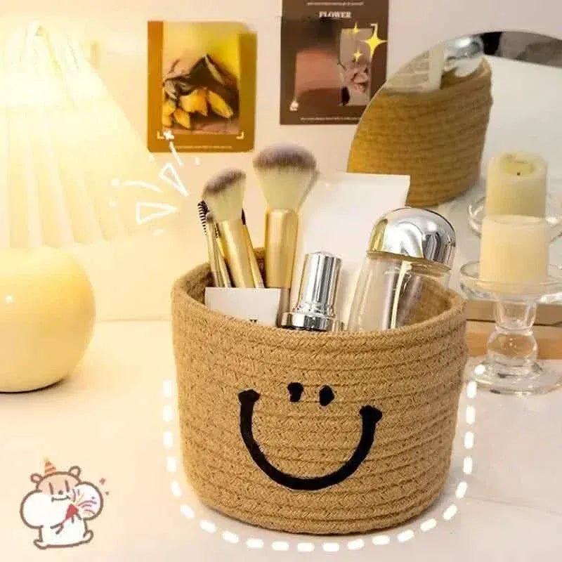 Happy Face Woven Storage Basket - A-1 Thread Vault