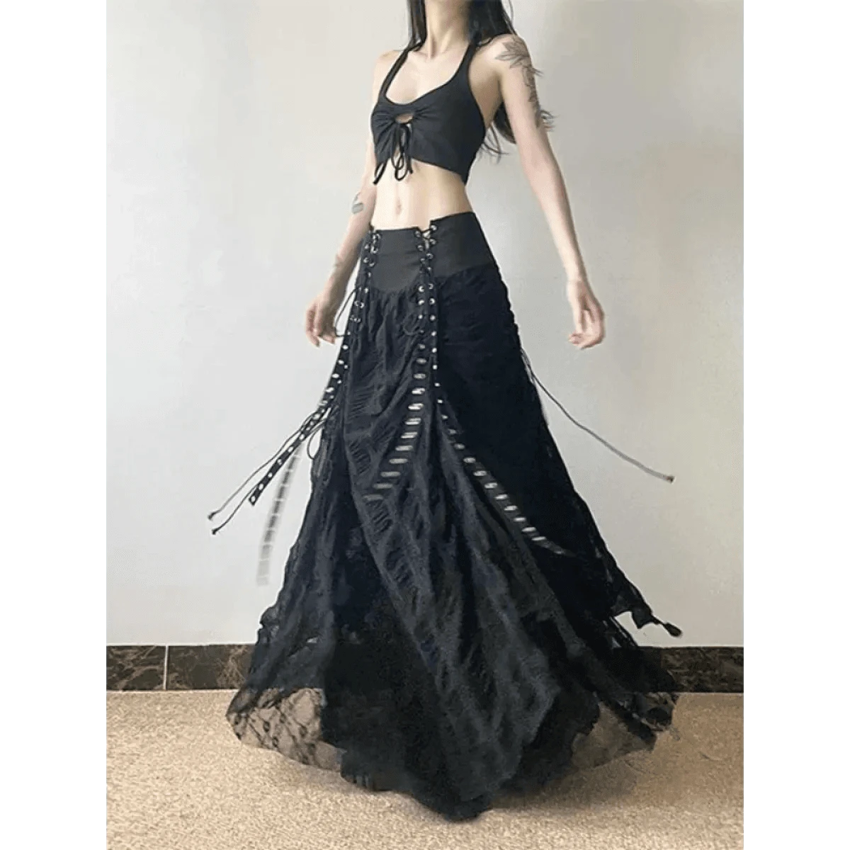 Harajuku Lace Bow A-Line Skirt - A-1 Thread Vault