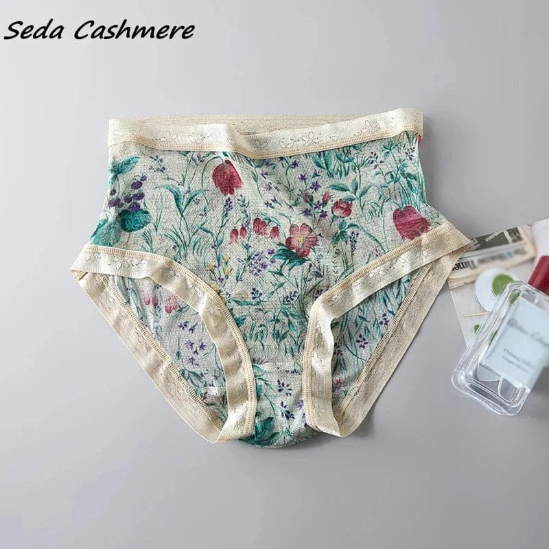 High-grade 100% mesh silk women's briefs Summer Autumn Double bottom breathable, mulberry silk underwear - A-1 Thread Vault