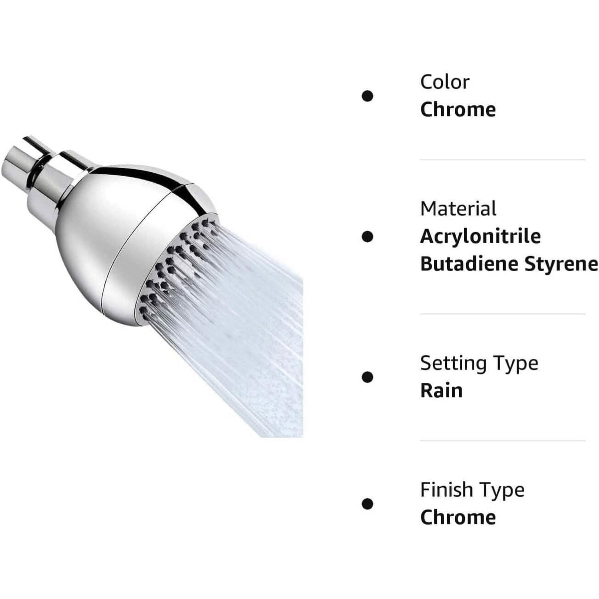 High Pressure Shower Head 3" Anti-clog Anti-leak Fixed with Adjustable Swivel Brass Ball Joint - A-1 Thread Vault