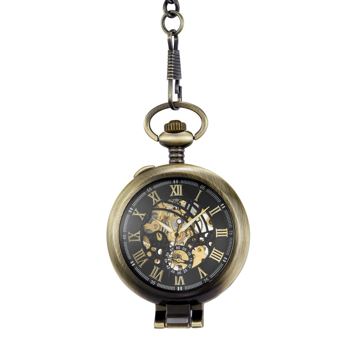Hollowed-out Magnifying-glass Flip Mechanical Pocket Watch - A-1 Thread Vault