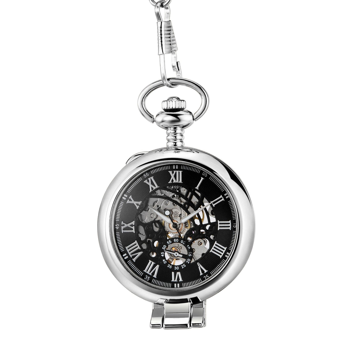 Hollowed-out Magnifying-glass Flip Mechanical Pocket Watch - A-1 Thread Vault