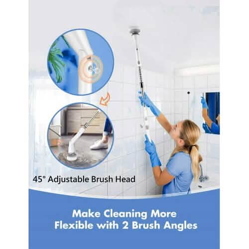 Homitt Cordless Electric Spin Scrubber with 4 Brush Heads & Extension Arm - A-1 Thread Vault