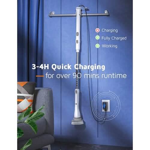 Homitt Cordless Electric Spin Scrubber with 4 Brush Heads & Extension Arm - A-1 Thread Vault