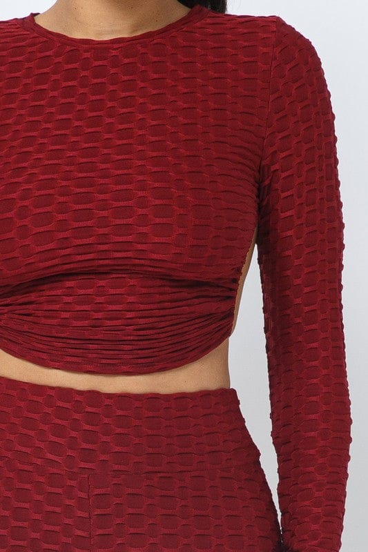 Honeycomb Open Back Leggings Set – Textured 2 Piece Outfit - A-1 Thread Vault