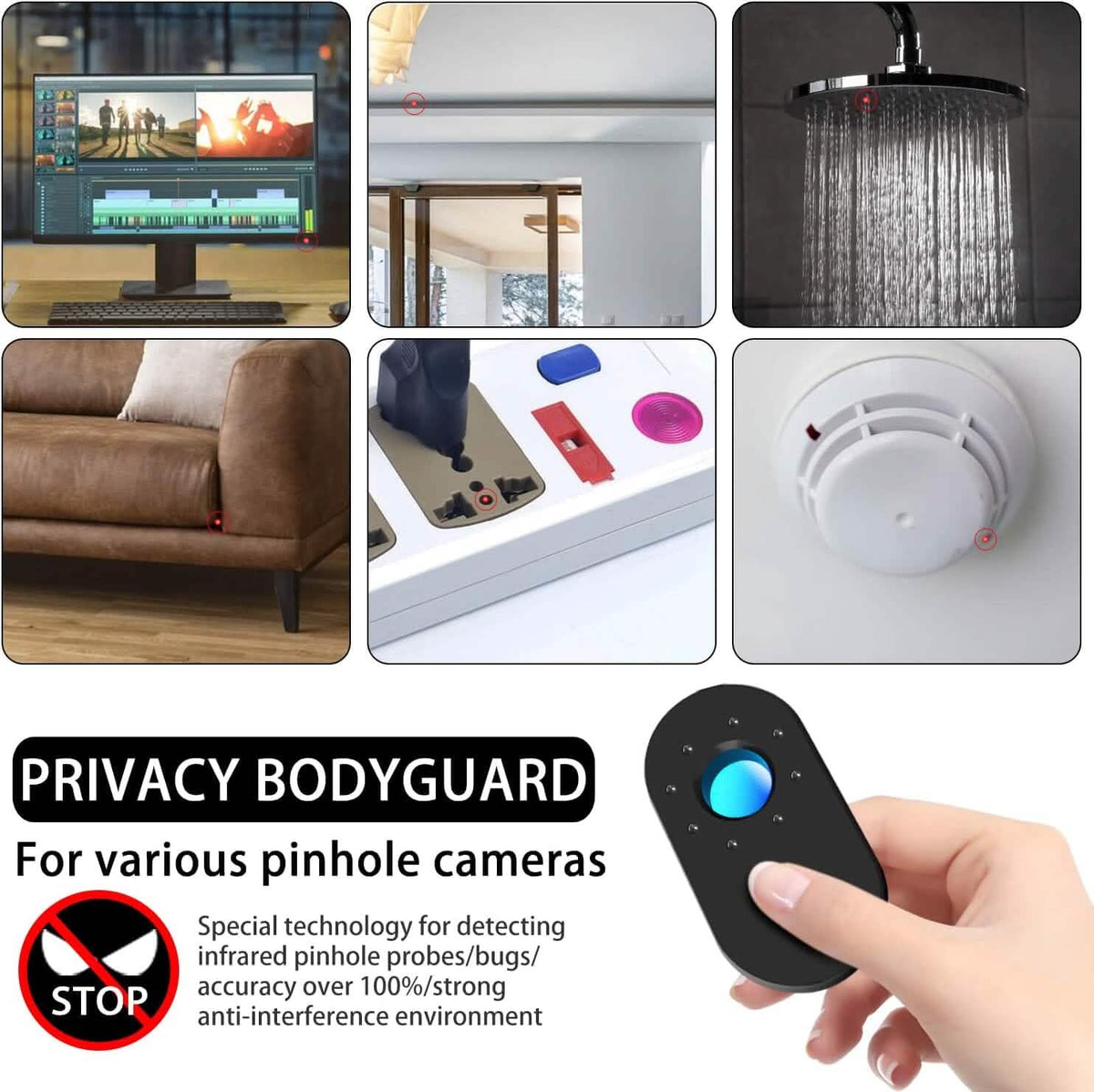 Hotel Hidden Camera Detector Finder, Infrared Detector, Travel Mini Portable Anti-Peeping Anti-Monitoring Camera Scanner - A-1 Thread Vault