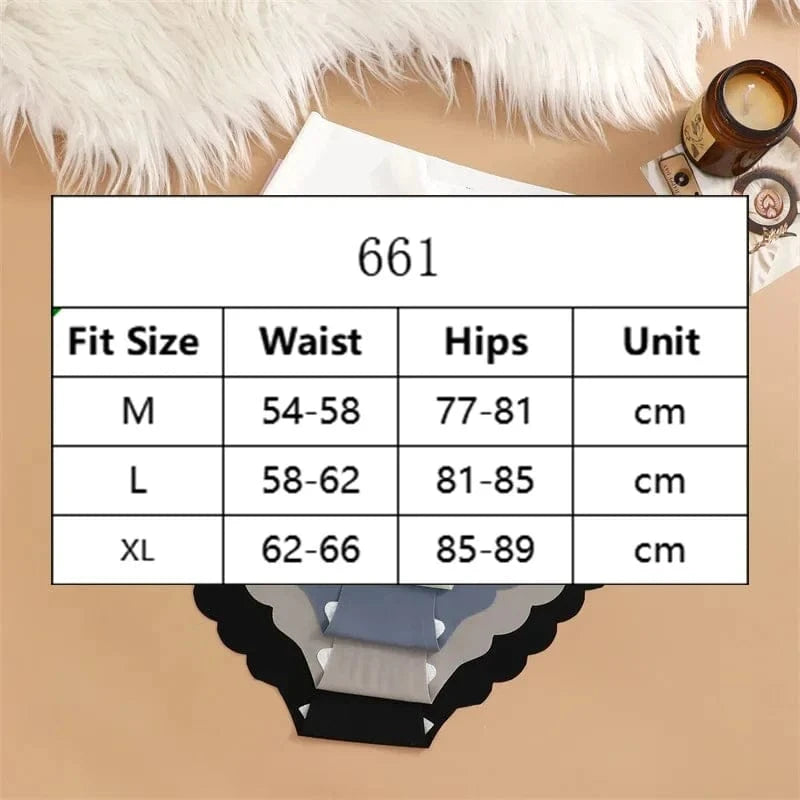 Ice Silk Seamless Panties 4PCS/Set Women's Briefs Solid Color Elastic Underwear Female Ultra Thin No Trace Wavy Side Panties - A-1 Thread Vault