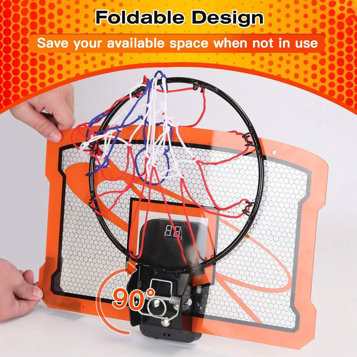 Indoor Mini Basketball Hoop Set with 4 Inflatable Balls Electric Audio Scorer - A-1 Thread Vault