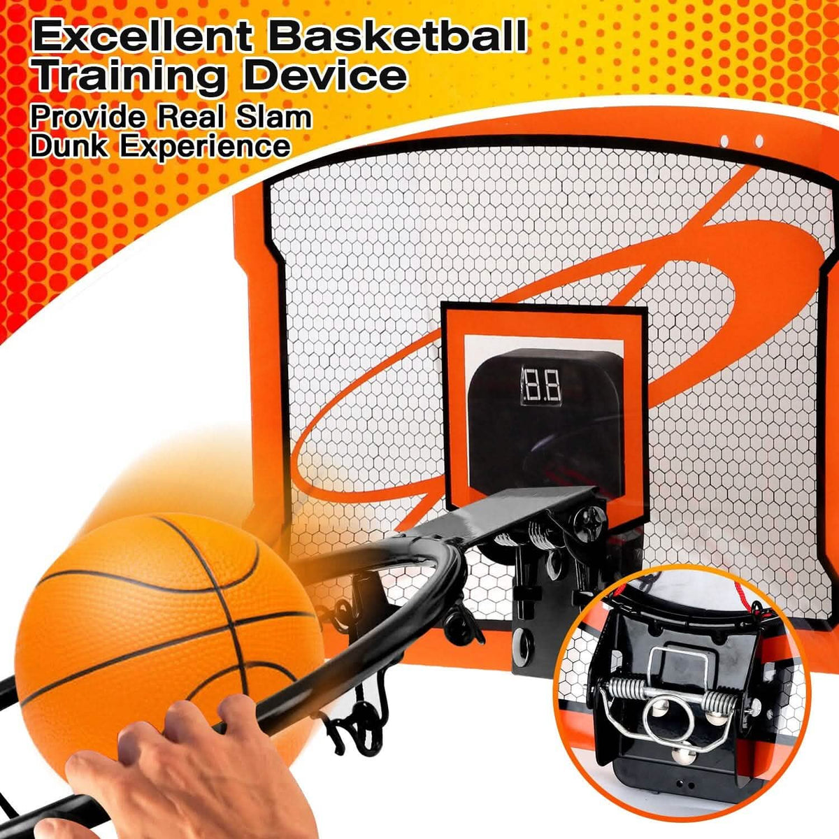 Indoor Mini Basketball Hoop Set with 4 Inflatable Balls Electric Audio Scorer - A-1 Thread Vault