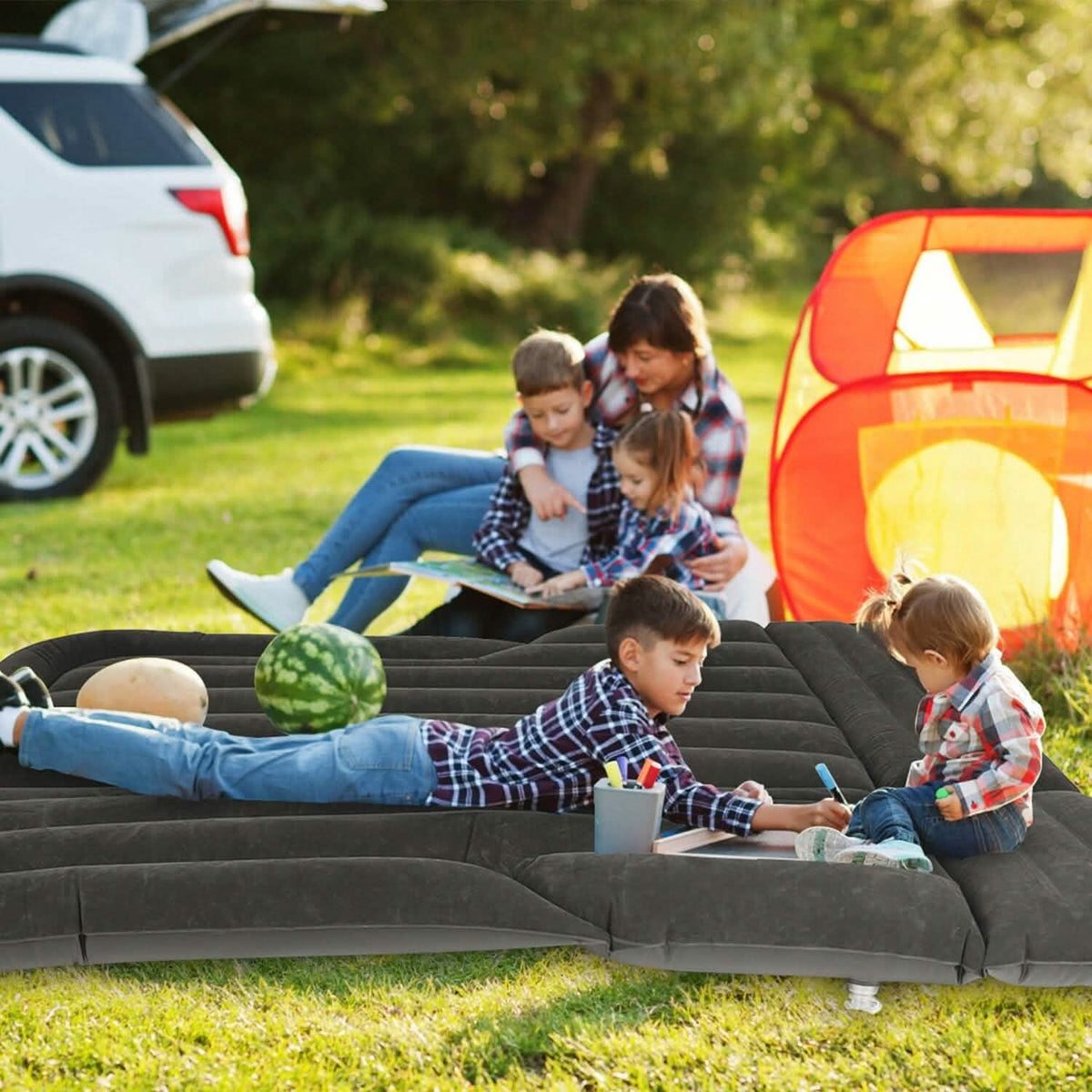 Inflatable SUV Air Mattress Thickened Camping Bed Cushion with Pillow - A-1 Thread Vault