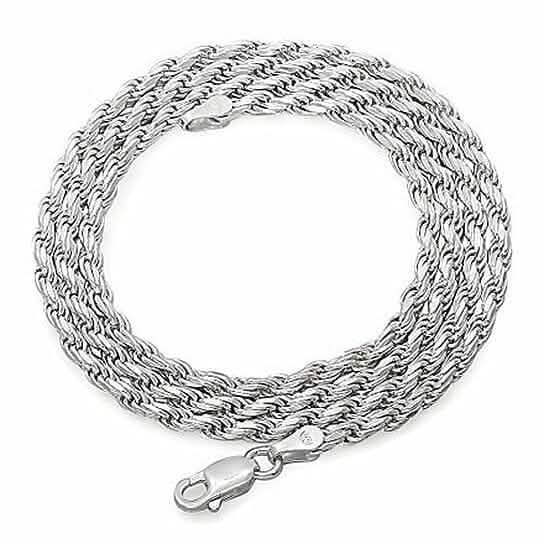 Italian 925 Silver Filled High Polish Finsh Rope Chain - A-1 Thread Vault