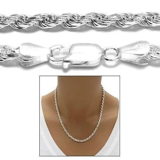 Italian 925 Silver Filled High Polish Finsh Rope Chain - A-1 Thread Vault
