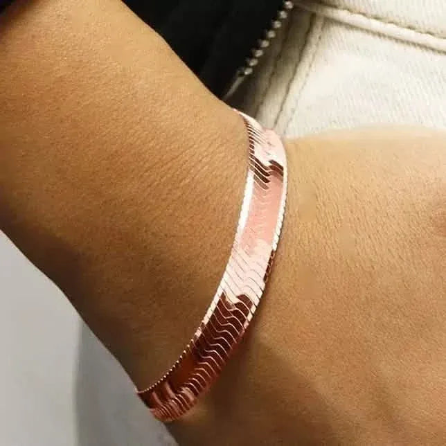 Italian Solid Sterling Silver 7MM Herringbone Bracelet - A-1 Thread Vault